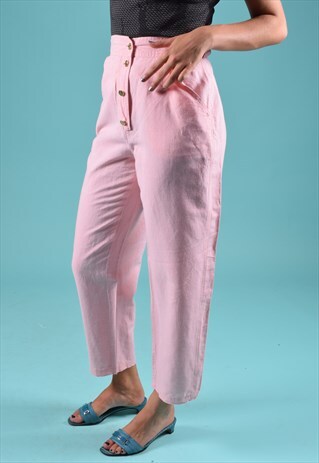 ENRICO COVERI Y2K PINK WIDE LEG CROPPED TROUSERS