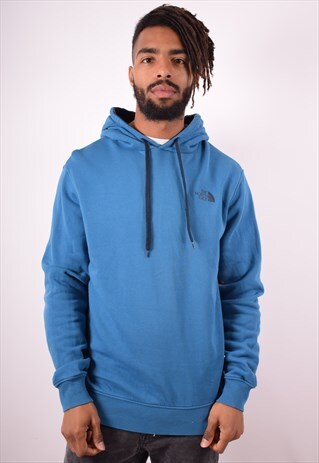 THE NORTH FACE MENS VINTAGE HOODIE SWEATER LARGE BLUE 90S