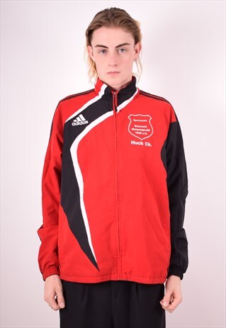 ADIDAS MENS VINTAGE TRACKSUIT TOP JACKET MEDIUM RED 90S