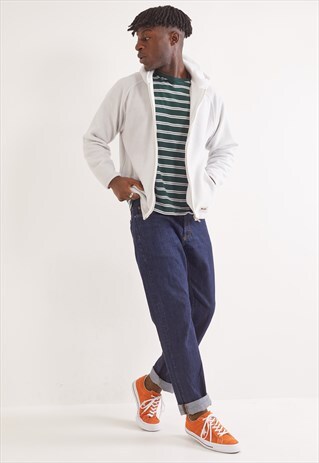 VINTAGE CHAMPION FLEECE ZIP-UP HOODIE WHITE