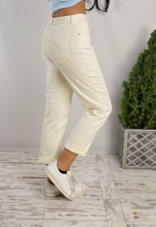 VINTAGE HIGH WAISTED MOM JEANS PASTEL YELLOW JG22
