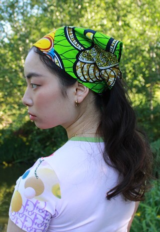 Y2K STYLE REWORKED TWO TONE AFRICAN PRINT BANDANA