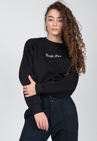 EMBROIDERED LARGE SWEATSHIRT IN BLACK