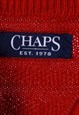 VINTAGE 90'S CHAPS JUMPER / SWEATER KNITTED QUARTER ZIP RED
