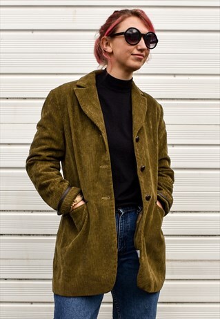 VINTAGE 90S LAURA ASHLEY GREEN CORDUROY COAT