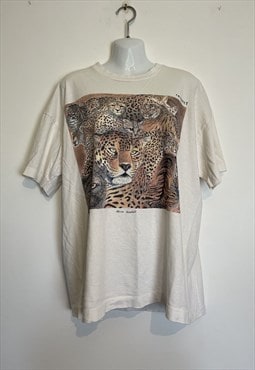 Vintage 90s Respect Big Cat Wildlife Graphic Print T-Shirt