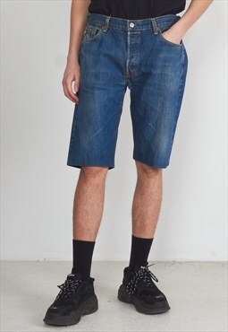 Vintage Retro Blue LEVI'S 501 Fit Denim Shorts