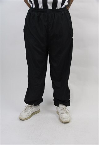 VINTAGE PUMA BLACK SHELL TRACKSUIT BOTTOMS