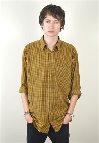 1997 VINTAGE YELLOW AND BLACK GRUNGE FLANNEL SHIRT