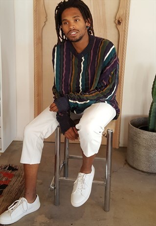 COOGI STYLE 90S LUXURY GEOMETRIC PATTERN CHUNKY JUMPER