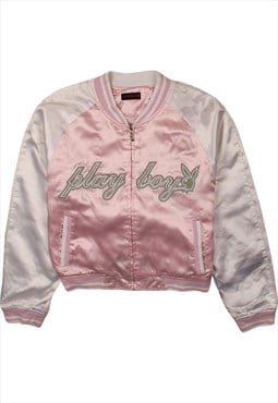 Vintage 90's Play Boy Bomber Jacket Full Zip Up Pink XLarge