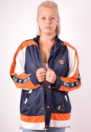 CHAMPION WOMENS VINTAGE TRACKSUIT TOP JACKET XL BLUE 90S