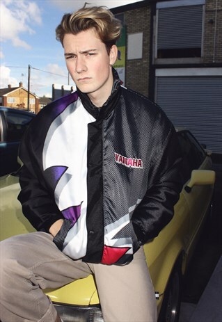 VINTAGE MOTOLINE YAMAHA BLACK AND WHITE JACKET