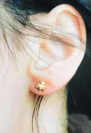 SOLID 9CT YELLOW GOLD BEE STUDS