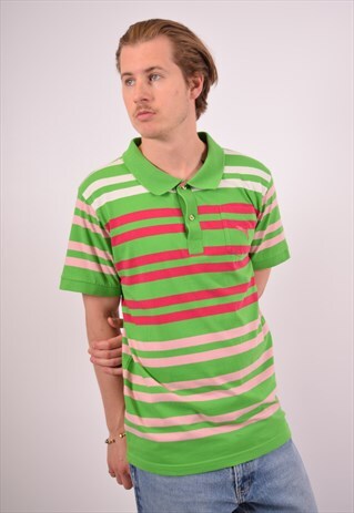 VINTAGE PUMA POLO SHIRT STRIPES GREEN