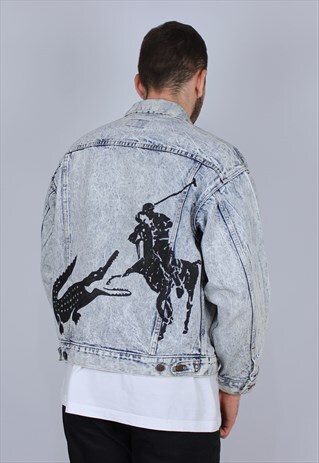 CUSTOM LEVIS JACKET X LACOSTE WHITE RARE X RALPH LAURENT