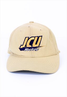 Vintage JCU Hockey Strap Back Hat Cream With Logo 90s