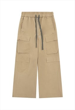 Baggy cargo trousers big pocket wide pants skater joggers