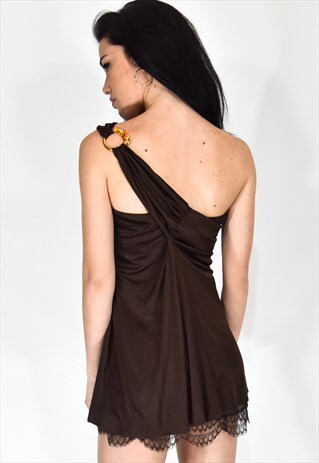 ROBERTO CAVALLI CLASS SHORT BROWN DRESS