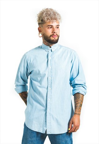 VINTAGE 80S POLO RALPH LAUREN DENIM SHIRT / S6957