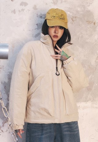UTILITY BOMBER JACKET CROPPED MOUNTAIN PUFFER IN CREAM
