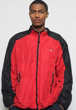 VINTAGE POLO SPORT FLEECE LINED JACKET RED AND BLACK