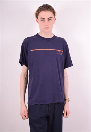 NIKE MENS VINTAGE T-SHIRT TOP LARGE BLUE 90S