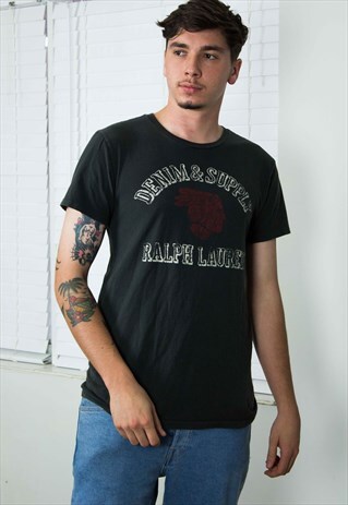 VINTAGE POLO RALPH LAUREN T-SHIRT INDIAN HEAD LOGO 90S S 5.7