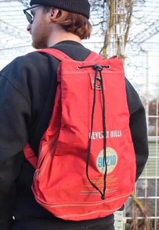 RED VINTAGE BACKPACK BAG "BEVERLY HILLS"