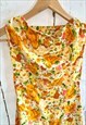 VINTAGE ORANGE FLORAL OPEN BACK 80'S JUMPSUIT