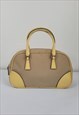 VINTAGE PRADA TAUPE AND YELLOW BOWLING STYLE BAG WITH DOUBLE