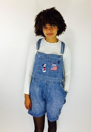 DISNEY EMBROIDERED VINTAGE USA DENIM DUNGAREES