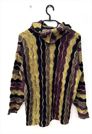 Vintage tundra Coogi style knit multicoloured jumper medium 