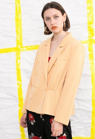 VINTAGE WOMAN'S PASTEL ORANGE CLASSIC BLAZER