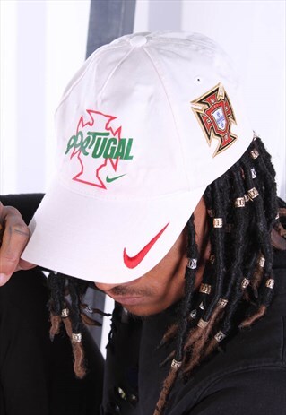 VINTAGE 90S WHITE NIKE PORTUGAL FOOTBALL CAP. HAT. WORLD CUP