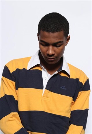 VINTAGE ROBE DI KAPPA STRIPED RUGBY SHIRT YELLOW