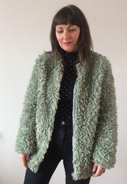 Vintage 90s Mint Green Teddy Jacket