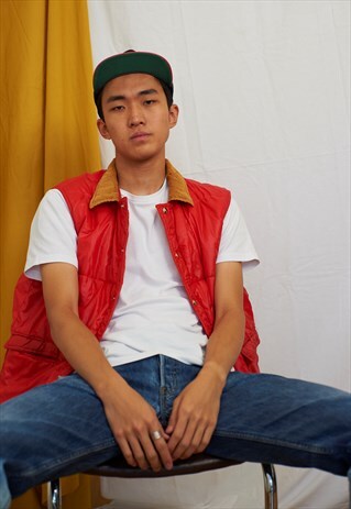 VINTAGE FIORUCCI PUFFER QUILTED GILET WITH CORDUROY COLLAR