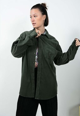 Vintage 90s Corduroy Shirt in Green Size L