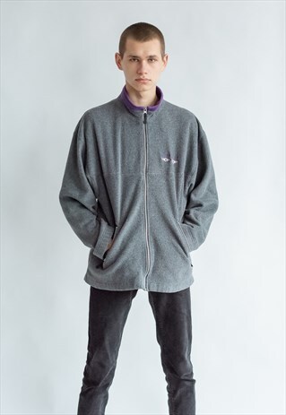 VINTAGE 80S UNISEX ZIP UP FLEECE IN GREY