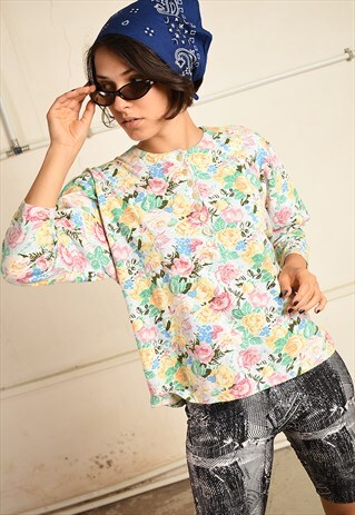 VINTAGE 90S RETRO FESTIVAL TOP WITH FLORAL PRINT