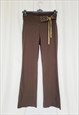 Y2K 00S BROWN SLIM FIT FESTIVE STRETCH FLARE PANTS