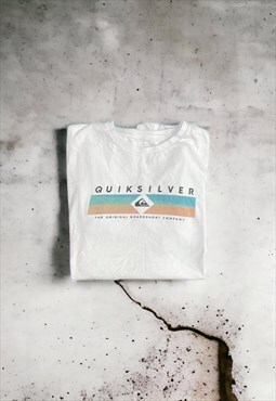 White Y2K Quiksilver Graphic T Shirt