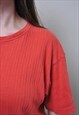 90S MINIMALIST TEXTURED TSHIRT, VINTAGE LOOSE FIT RIBBED TEE