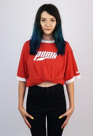 VINTAGE 80'S-90'S PUMA RETRO LOGO UNISEX T-SHIRT IN RED