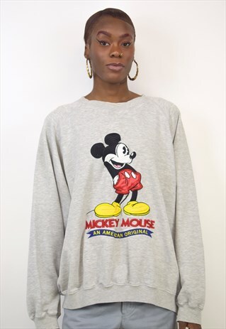VINTAGE 90S MICKEY MOUSE GREY SWEATSHIRT