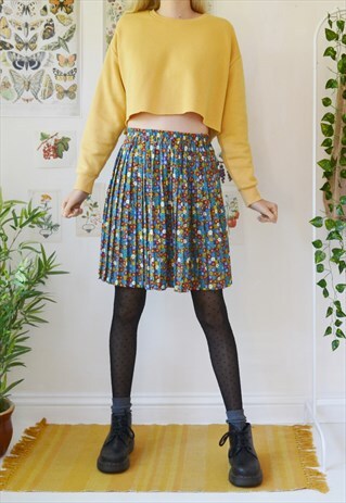 VINTAGE HIGH WAIST FLORAL MIDI SKIRT