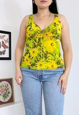 Vintage 90s Floral Mesh Top