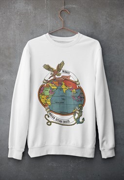 Eagle planet earth travel women 90s Sweatshirt sweater Grey