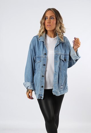 DENIM JACKET OVERSIZED FITTED VINTAGE UK 18 (2DN)